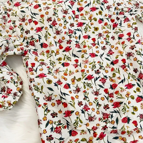 J.‎ Crew Ruffle Tie Neck Floral Cotton Popover XXS - Picture 13 of 14